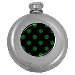 Polka Dots - Dark Green on Black Hip Flask (5 oz)