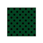 Polka Dots - Black on Forest Green Satin Bandana Scarf