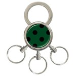 Polka Dots - Black on Forest Green 3-Ring Key Chain