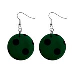 Polka Dots - Black on Forest Green 1  Button Earrings