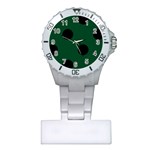 Polka Dots - Black on Forest Green Nurses Watch