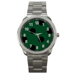 Polka Dots - Black on Forest Green Sport Metal Watch