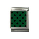 Polka Dots - Black on Forest Green Italian Charm (13mm)