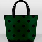 Polka Dots - Black on Forest Green Bucket Bag