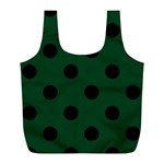 Polka Dots - Black on Forest Green Full Print Recycle Bag (L)