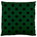 Polka Dots - Black on Forest Green Large Cushion Case (One Side)