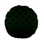 Polka Dots - Black on Forest Green Standard 15  Premium Flano Round Cushion