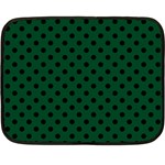 Polka Dots - Black on Forest Green Fleece Blanket (Mini)