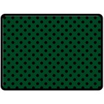 Polka Dots - Black on Forest Green Fleece Blanket (Large) (One Side)