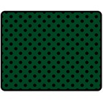 Polka Dots - Black on Forest Green Double Sided Fleece Blanket (Medium) (Two Sides)