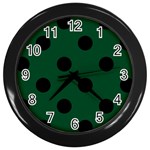 Polka Dots - Black on Forest Green Wall Clock (Black)