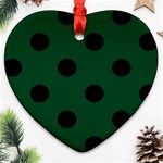 Polka Dots - Black on Forest Green Ornament (Heart)
