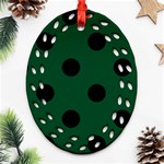 Polka Dots - Black on Forest Green Ornament (Bell) Ornament (Oval Filigree)
