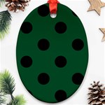 Polka Dots - Black on Forest Green Ornament (Oval)