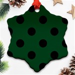 Polka Dots - Black on Forest Green Ornament (Snowflake)