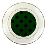 Polka Dots - Black on Forest Green Porcelain Plate