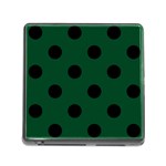 Polka Dots - Black on Forest Green Memory Card Reader (Square)