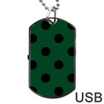 Polka Dots - Black on Forest Green Dog Tag USB Flash (Two Sides)