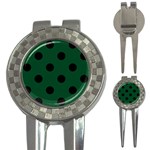 Polka Dots - Black on Forest Green 3-in-1 Golf Divot