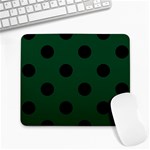 Polka Dots - Black on Forest Green Large Mousepad