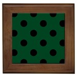 Polka Dots - Black on Forest Green Framed Tile