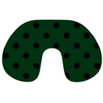 Polka Dots - Black on Forest Green Travel Neck Pillow