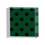 Polka Dots - Black on Forest Green 4 x 4  Acrylic Photo Block
