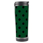 Polka Dots - Black on Forest Green Travel Tumbler