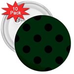 Polka Dots - Black on Forest Green 3  Button (10 pack)