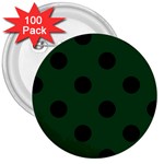 Polka Dots - Black on Forest Green 3  Button (100 pack)