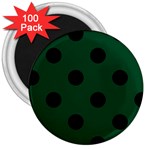 Polka Dots - Black on Forest Green 3  Magnet (100 pack)