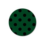 Polka Dots - Black on Forest Green Magnet 3  (Round)
