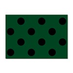 Polka Dots - Black on Forest Green Sticker A4 (10 pack)