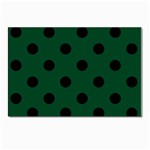 Polka Dots - Black on Forest Green Postcard 4  x 6 