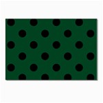 Polka Dots - Black on Forest Green Postcard 5  x 7 