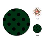 Polka Dots - Black on Forest Green Playing Cards (Round)