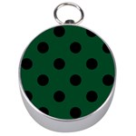 Polka Dots - Black on Forest Green Silver Compass