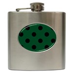 Polka Dots - Black on Forest Green Hip Flask (6 oz)