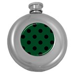 Polka Dots - Black on Forest Green Hip Flask (5 oz)