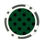 Polka Dots - Black on Forest Green Poker Chip Card Guard