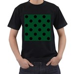 Polka Dots - Black on Forest Green Men s T-Shirt (Black)