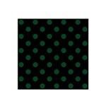 Polka Dots - Forest Green on Black Satin Bandana Scarf