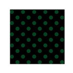 Polka Dots - Forest Green on Black Small Satin Scarf  (Square)