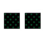 Polka Dots - Forest Green on Black Cufflinks (Square)