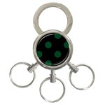 Polka Dots - Forest Green on Black 3-Ring Key Chain