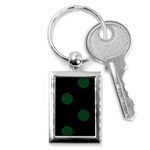 Polka Dots - Forest Green on Black Key Chain (Rectangle)