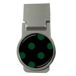 Polka Dots - Forest Green on Black Money Clip (Round)