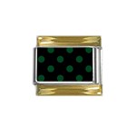 Polka Dots - Forest Green on Black Gold Trim Italian Charm (9mm)