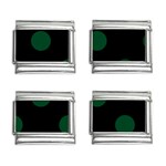 Polka Dots - Forest Green on Black 9mm Italian Charm (4 pack)