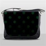 Polka Dots - Forest Green on Black Messenger Bag